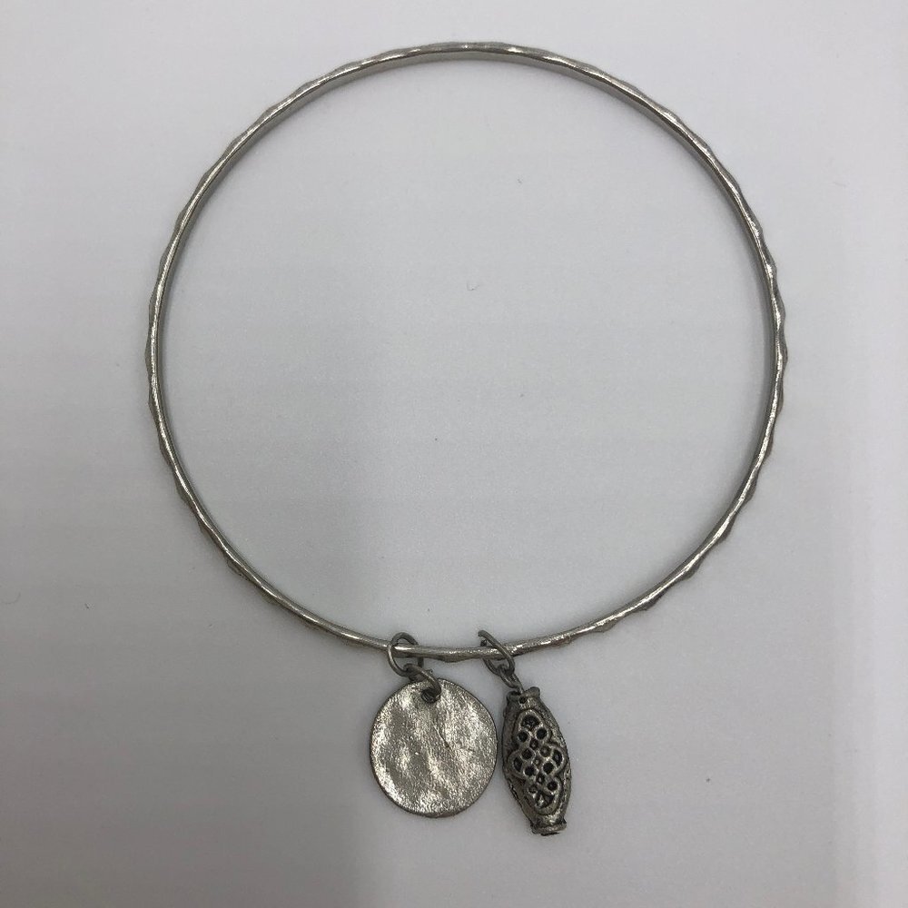 Five Silver Bangle Bracelets With Charms Euc - image 4